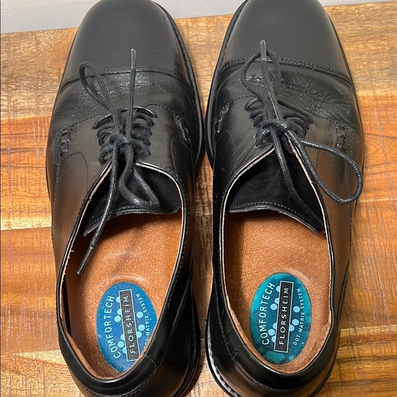 Florsheim Comfortech Black Oxford Shoes with Lace-Up Design, Mens 10 - Picture 4 of 8